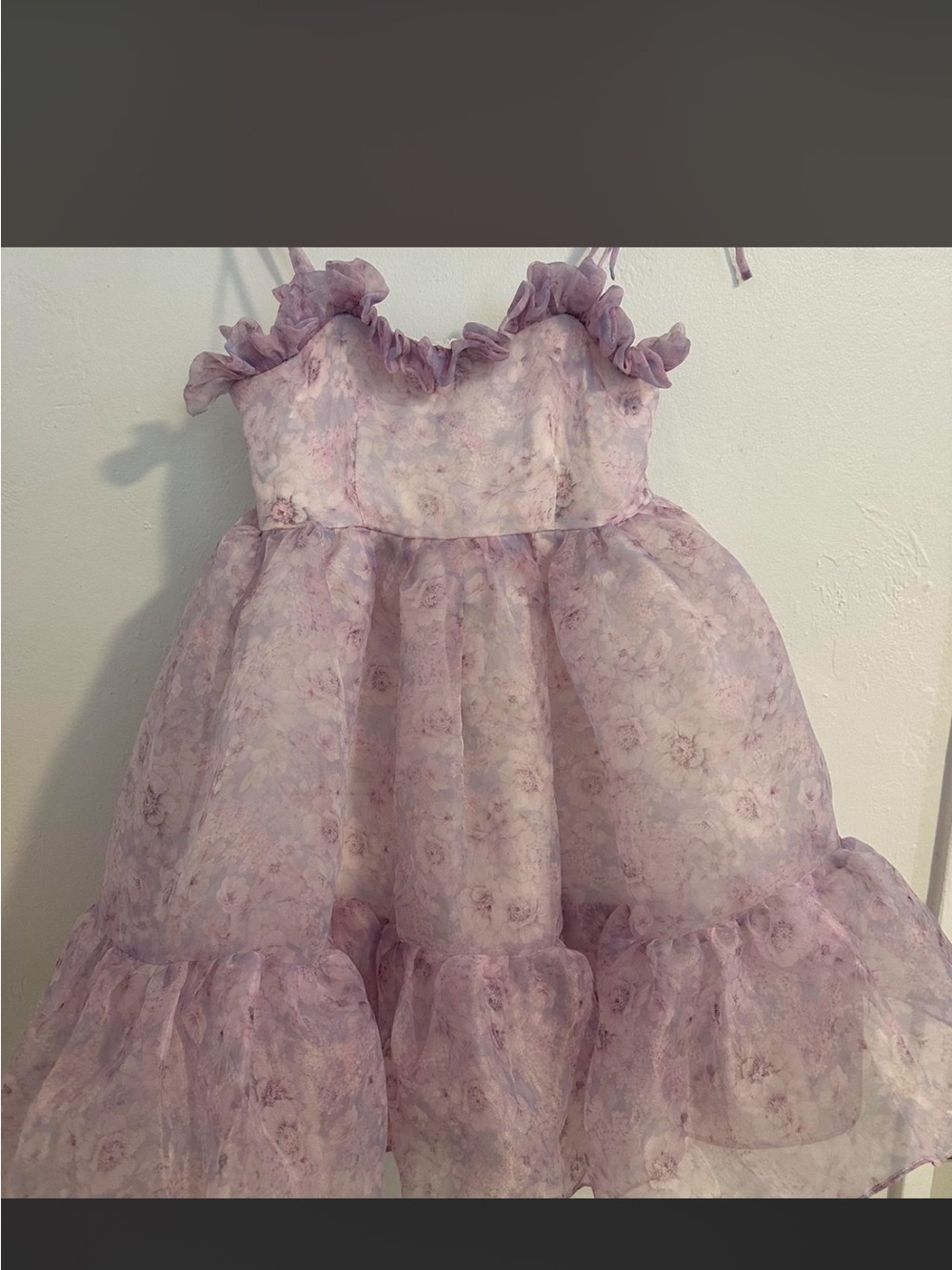 Selkie Lilac Floral Ruffle Mini Dress